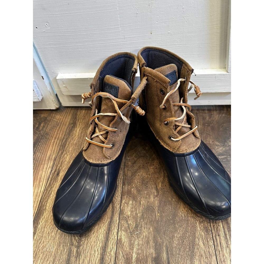 Sperry Brown and Black Winter Rain Boots